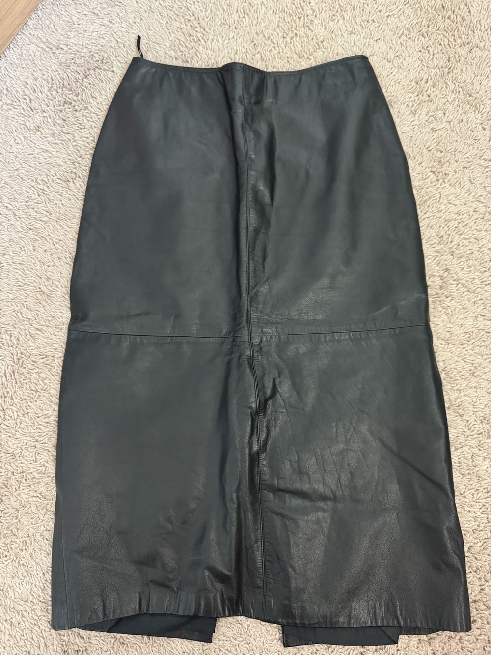Classic Black Leather Pencil Skirt